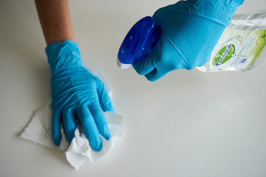 Weekly cleaning schedule posted on a kitchen wall with specific tasks listed per day of the week — a visible, structured cleaning distribution system for a household